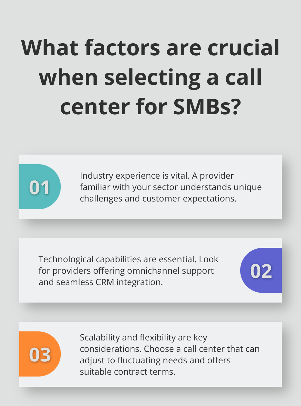 Infographic: What factors are crucial when selecting a call center for SMBs? - best call center services for small business